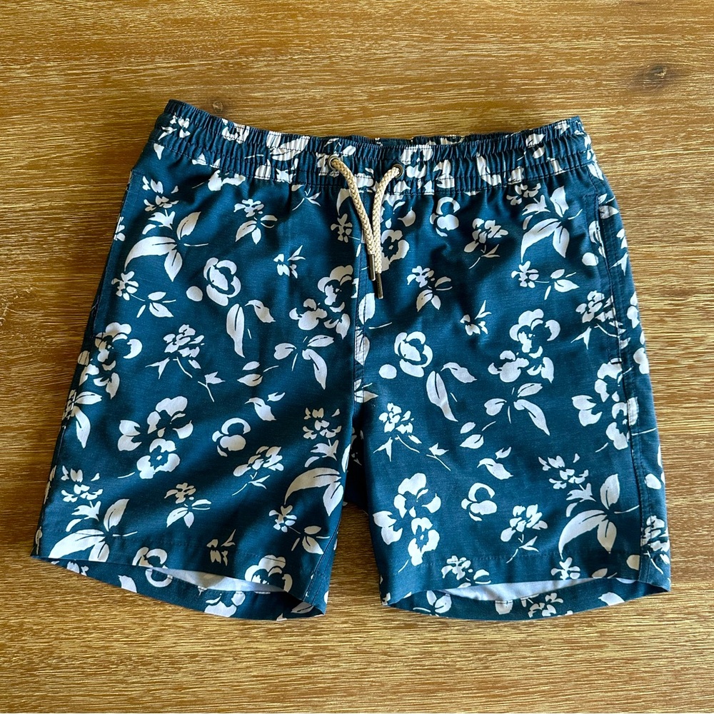 Fair Harbor Boys’ Blue Floral Swim Trunks Swimsuit Shorts